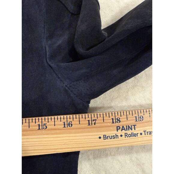 Mango Suede Leather Moto Jacket US XS silver hardware Black - Picture 11 of 12